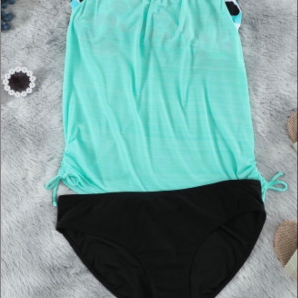 MINT GREEN PRINTED LINED TANKINI SWIMSUIT - Picture 7 of 8